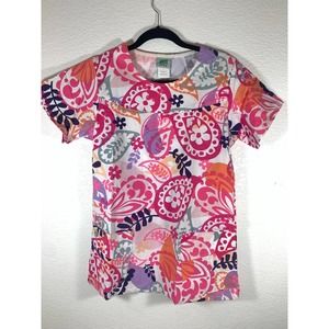 WS GEAR Women's Floral Scrub Top Sz Small